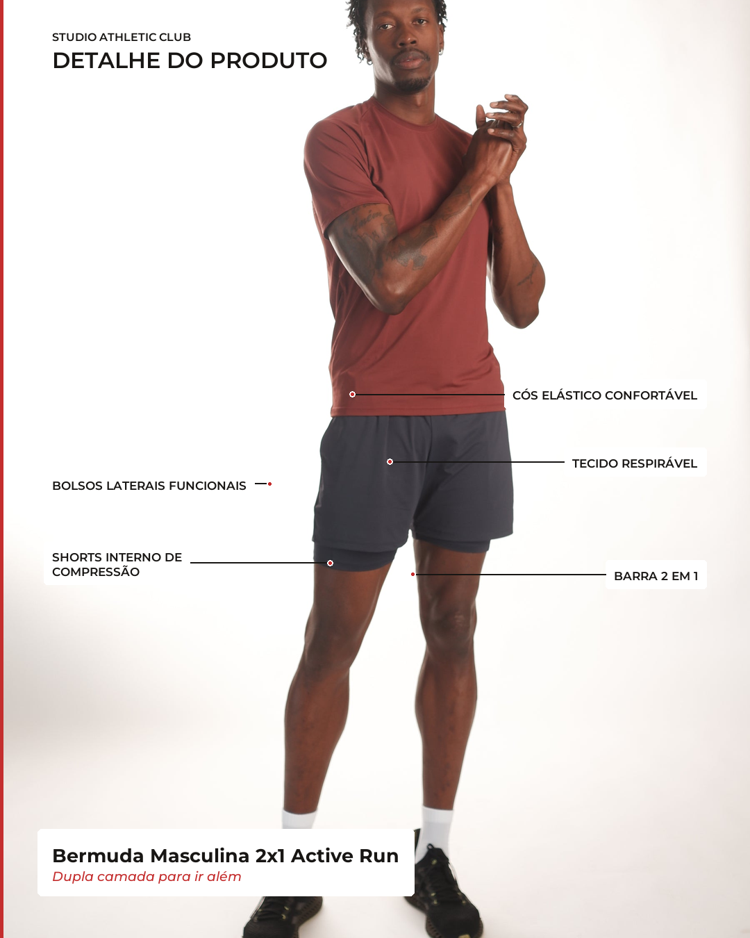 Bermuda Masculina 2x1 Active Run